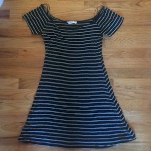 Double Zero striped boat neck skater dress